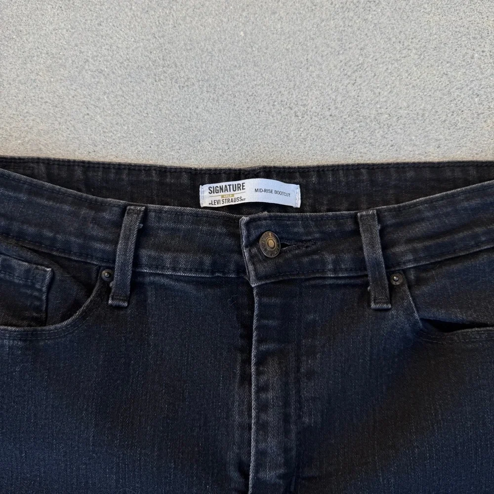Signature by Levi‎ Strauss Women Mid Rise Bootcut Jeans Black Stretch Denim